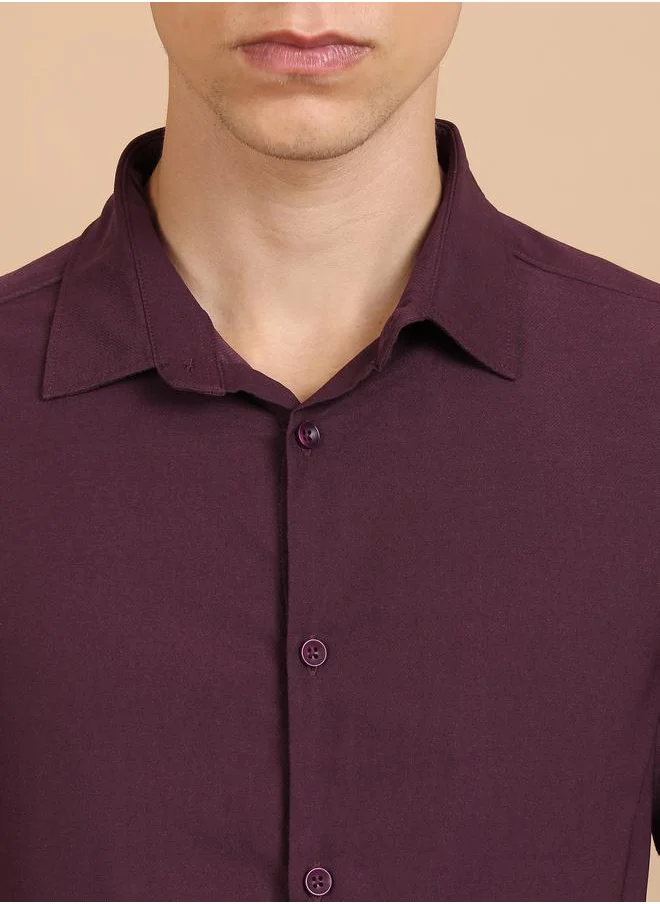 Ketch Slim Fit Spread Collar Casual Shirt by Styli