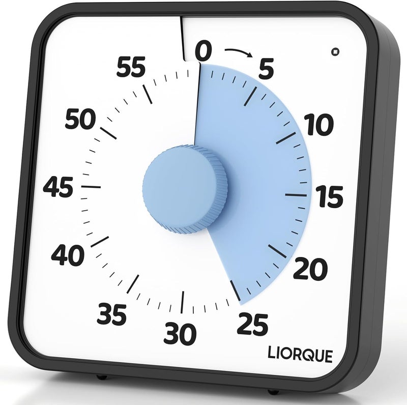 LIORQUE 60 Minute Visual Timer for Kids and Adults, Non-Ticking 7.5 Inch Large Visual Countdown Timers for Classroom Desk Countdown Clock with Magnetic Backing, Kids Pomodoro Timer Clock - Image 1