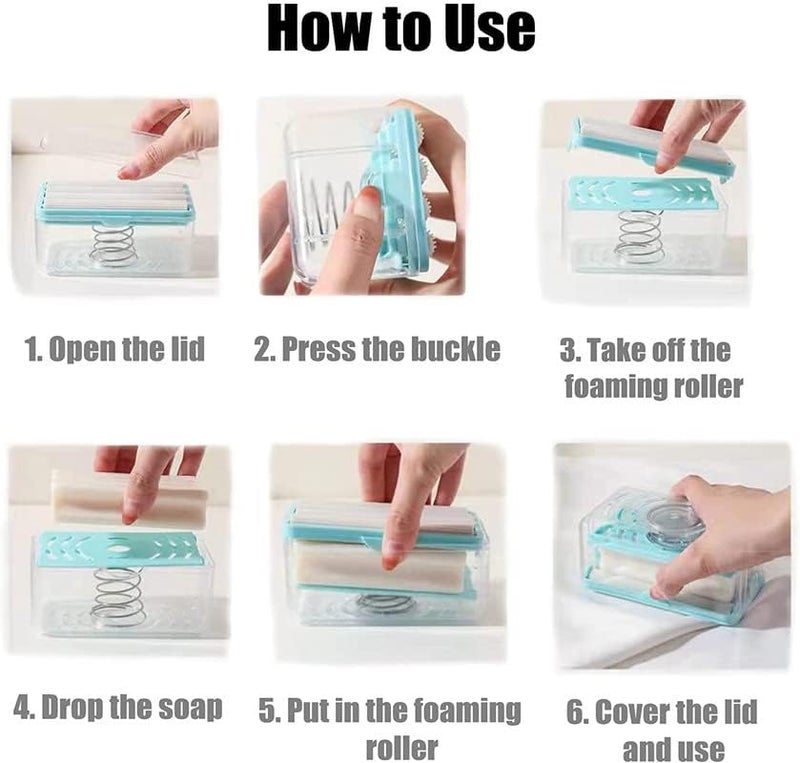 LUCC1N 2-in-1 Portable Portable Laundry Rolling Soap Box Easy Cloth Washing Soap Roller, Plastic Dispenser Case with Lid Having Roller(Pack of 1) - Image 5