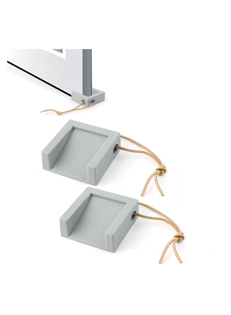 Zikra Rubber Door Wedge Anti Skid Grey Stops Adjustable Size Stop No Punch Doorstop Slip Indoors for Gaps from 5 to 20 cm - Image 1