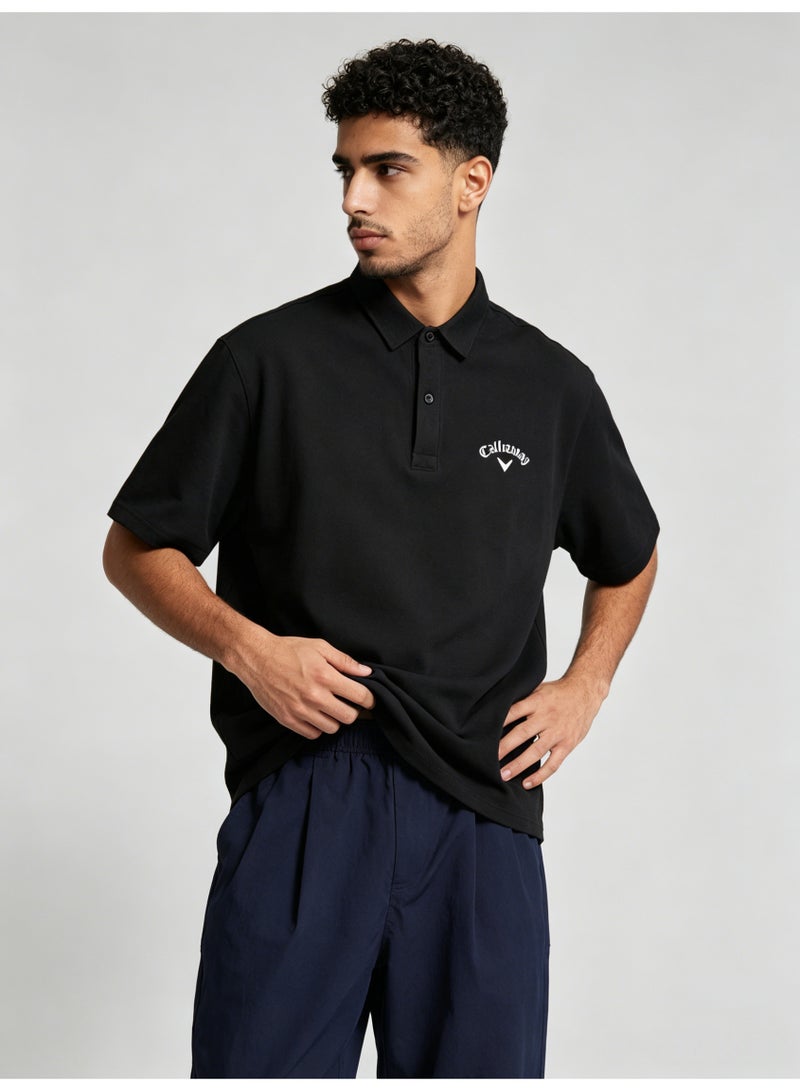 Callaway outdoor golf solid color lapel Polo heavy cotton loose cover meat men's Joker business casual half sleeve. - Image 4