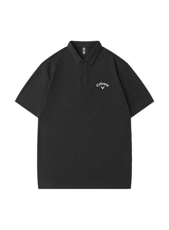 Callaway outdoor golf solid color lapel Polo heavy cotton loose cover meat men's Joker business casual half sleeve. - Image 2