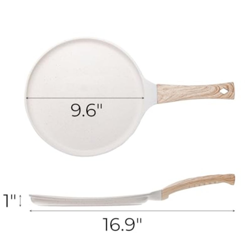 Nonstick Crepe Pan with Spreader, 10-Inch Tortilla Pan with Detachable Handle, Ceramic Coating Pancake Dosa Tawa Griddle Pan, for All Stove, Induction Compatible, PFOA Free - Image 2
