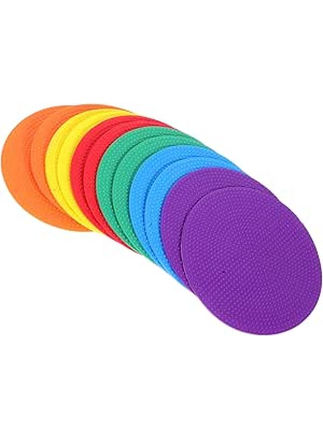 12 Pcs Flat Markers 4 Inch Non Slip Rubber Agility Markers Floor Dots Flat Cones Multicolor For Soccer Basketball Sports Speed Agility Training - Image 1