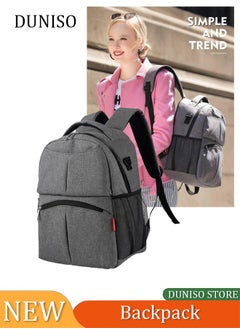 Multifunctional Portable Baby Mom Bag，Diaper Bag Backpack，Large Capacity with Insulated Pockets Multifunctional Baby Bags Backpack，Fashion Mommy Backpack，Pregnant Women Travel Baby Care Bags for Newborn Mother/Father, Grey