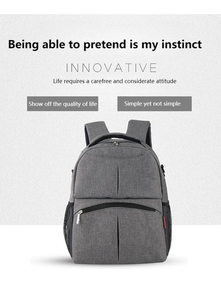 Generic - Multifunctional Portable Baby Mom Bag，Diaper Bag Backpack，Large Capacity with Insulated Pockets Multifunctional Baby Bags Backpack，Fashion Mommy Backpack，Pregnant Women Travel Baby Care Bags for Newborn Mother/Father, Grey - Image 1