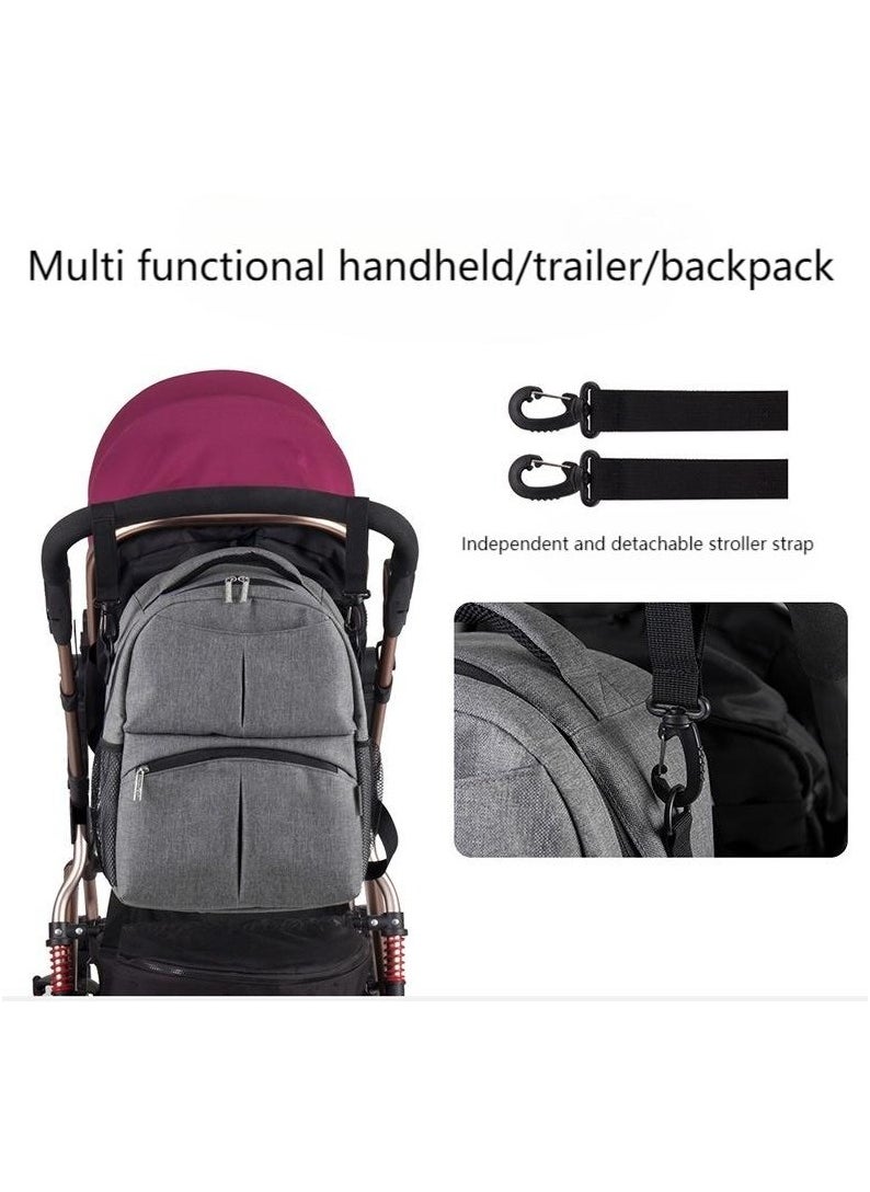 Generic - Multifunctional Portable Baby Mom Bag，Diaper Bag Backpack，Large Capacity with Insulated Pockets Multifunctional Baby Bags Backpack，Fashion Mommy Backpack，Pregnant Women Travel Baby Care Bags for Newborn Mother/Father, Grey - Image 1
