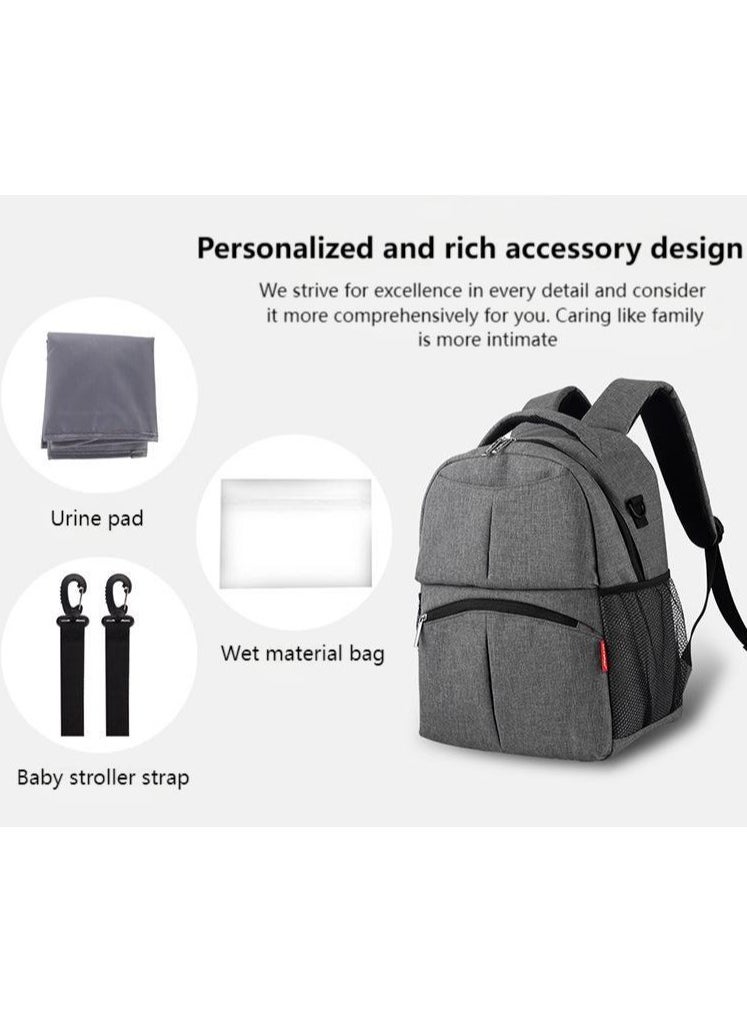 Generic - Multifunctional Portable Baby Mom Bag，Diaper Bag Backpack，Large Capacity with Insulated Pockets Multifunctional Baby Bags Backpack，Fashion Mommy Backpack，Pregnant Women Travel Baby Care Bags for Newborn Mother/Father, Grey - Image 1