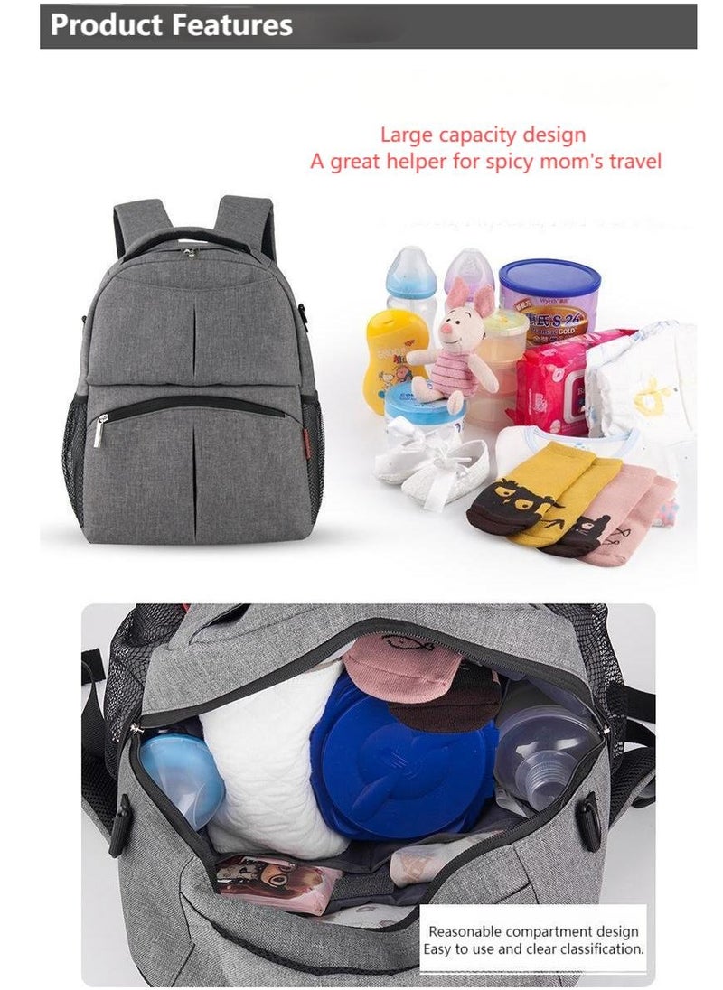 Generic - Multifunctional Portable Baby Mom Bag，Diaper Bag Backpack，Large Capacity with Insulated Pockets Multifunctional Baby Bags Backpack，Fashion Mommy Backpack，Pregnant Women Travel Baby Care Bags for Newborn Mother/Father, Grey - Image 1
