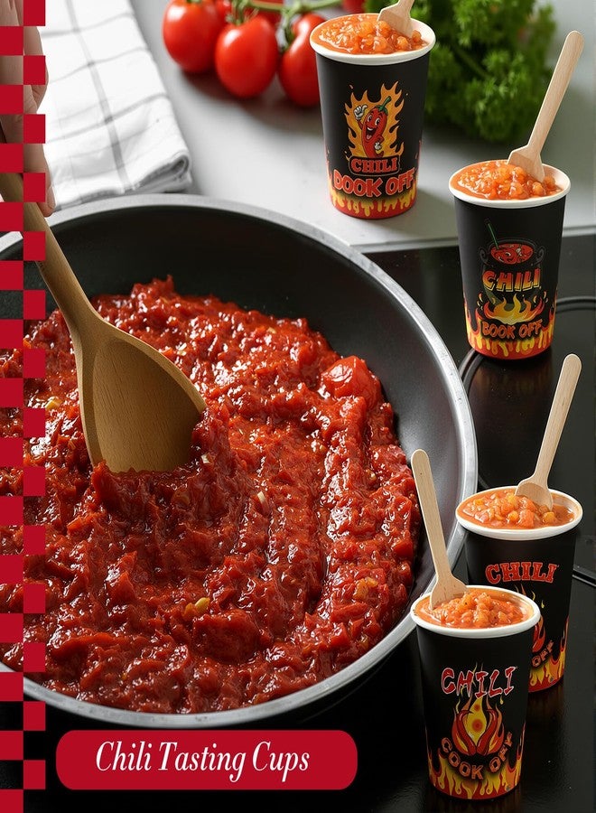 Afarnook 400 Pcs 7 oz Chili Cook off Cups Sets 400 Disposable Chili Tasting Cups 400 Wooden Spoons for Mexican Cook off Party Decorations Supplies (Black) - Image 4