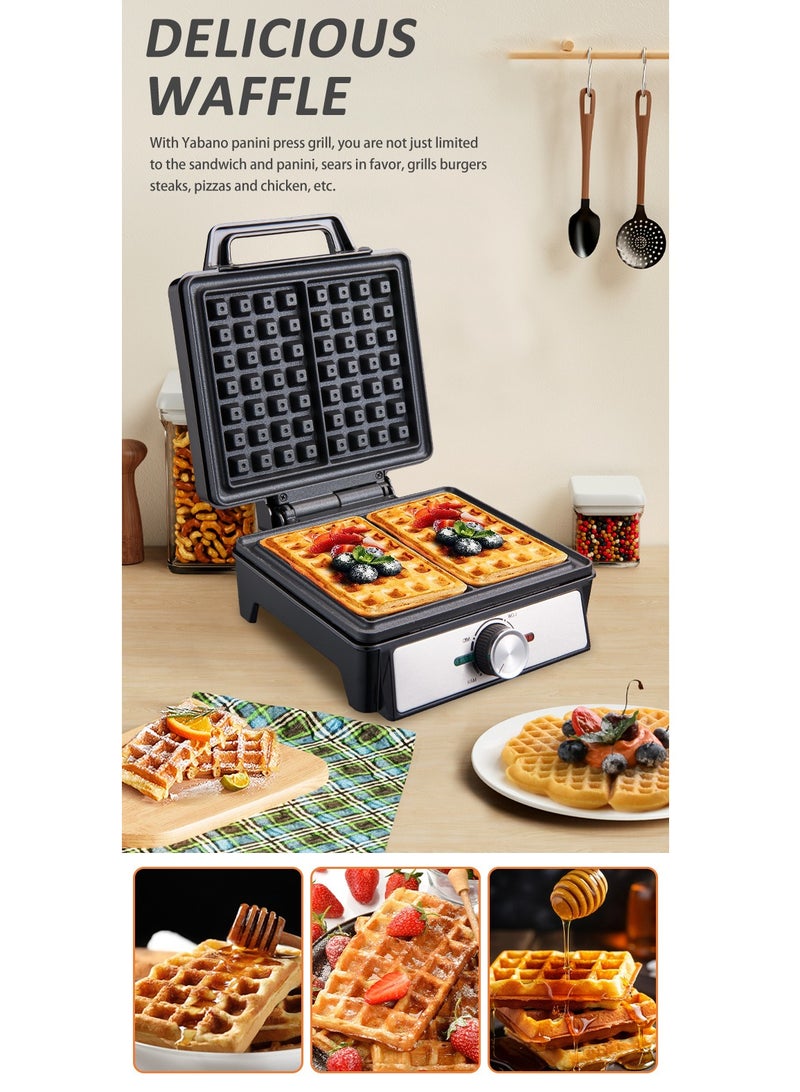 سوكاني صانعة الوافل الألمانية 2 لوح كبير من مادة PTFE غير لاصقة بقدرة 1600 وات وتحكم في درجة الحرارة قابل للتعديل SK-08025 أسود - Image 2
