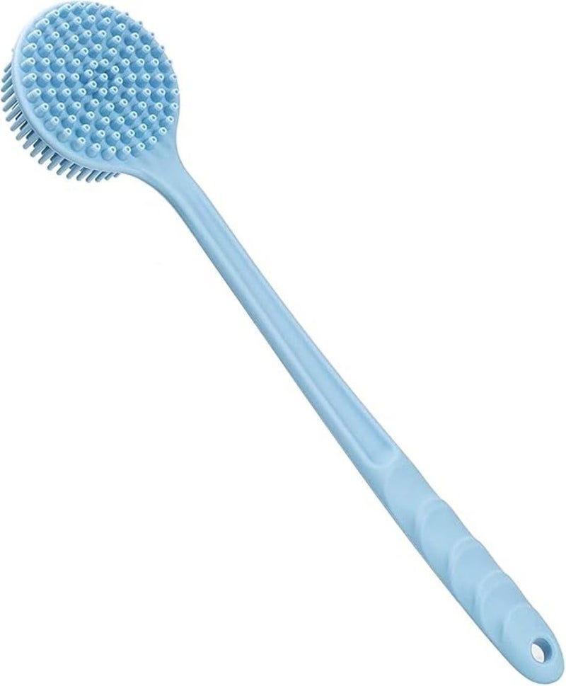Hitwa Soft Silicone Back Scrubber Shower Bath Softening Body Brush with Long Handle BPAFree Long Handle DirtRemoval Back Scrubber BPAFree For Men and Women Multicolor - Image 1