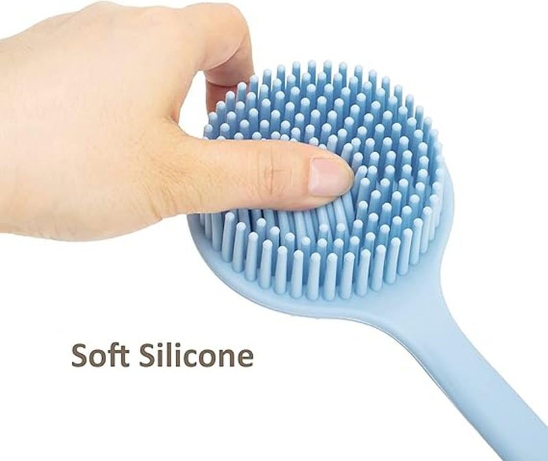 Hitwa Soft Silicone Back Scrubber Shower Bath Softening Body Brush with Long Handle BPAFree Long Handle DirtRemoval Back Scrubber BPAFree For Men and Women Multicolor - Image 5