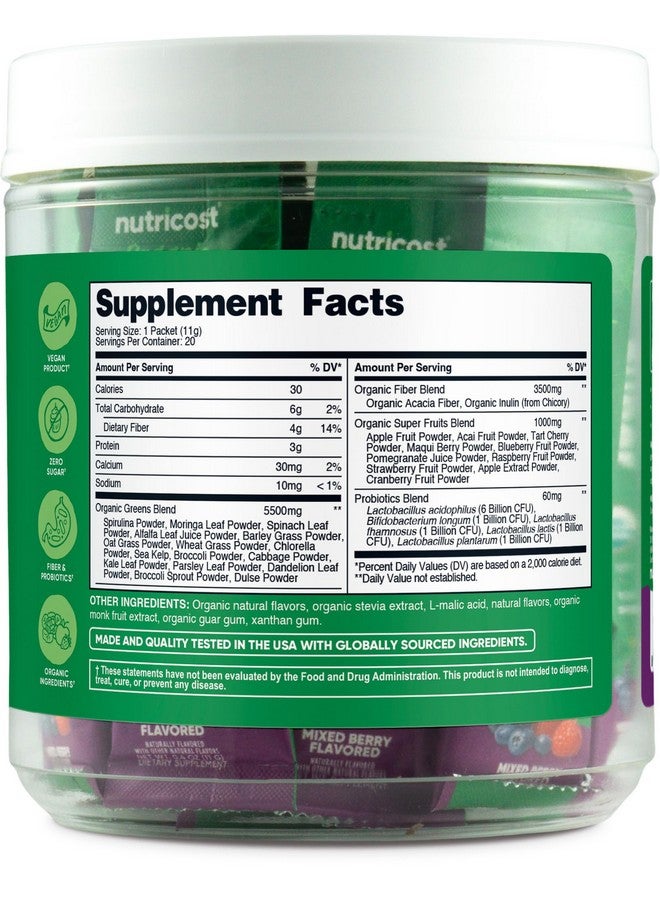 Nutricost Organic Super Greens (Mixed Berry Flavored) 20 Stickpacks - Gluten-Free, GMO-Free - Image 5