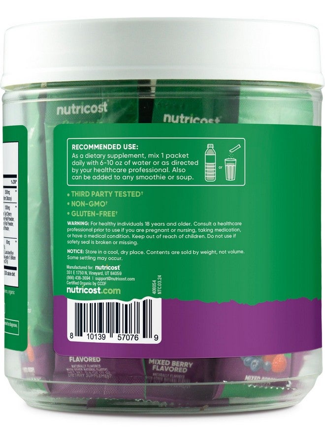 Nutricost Organic Super Greens (Mixed Berry Flavored) 20 Stickpacks - Gluten-Free, GMO-Free - Image 4