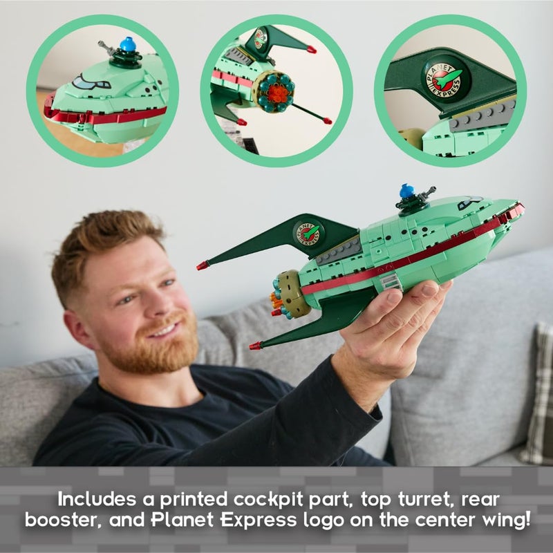 Brickcraft Futurama Planet Express Ship Brick Building Kit (382-Piece Set), Sci-Fi Collectible Display Model, Futuristic Toy Brick Set for Adults, Teens, and Fans of Animated TV - Image 4