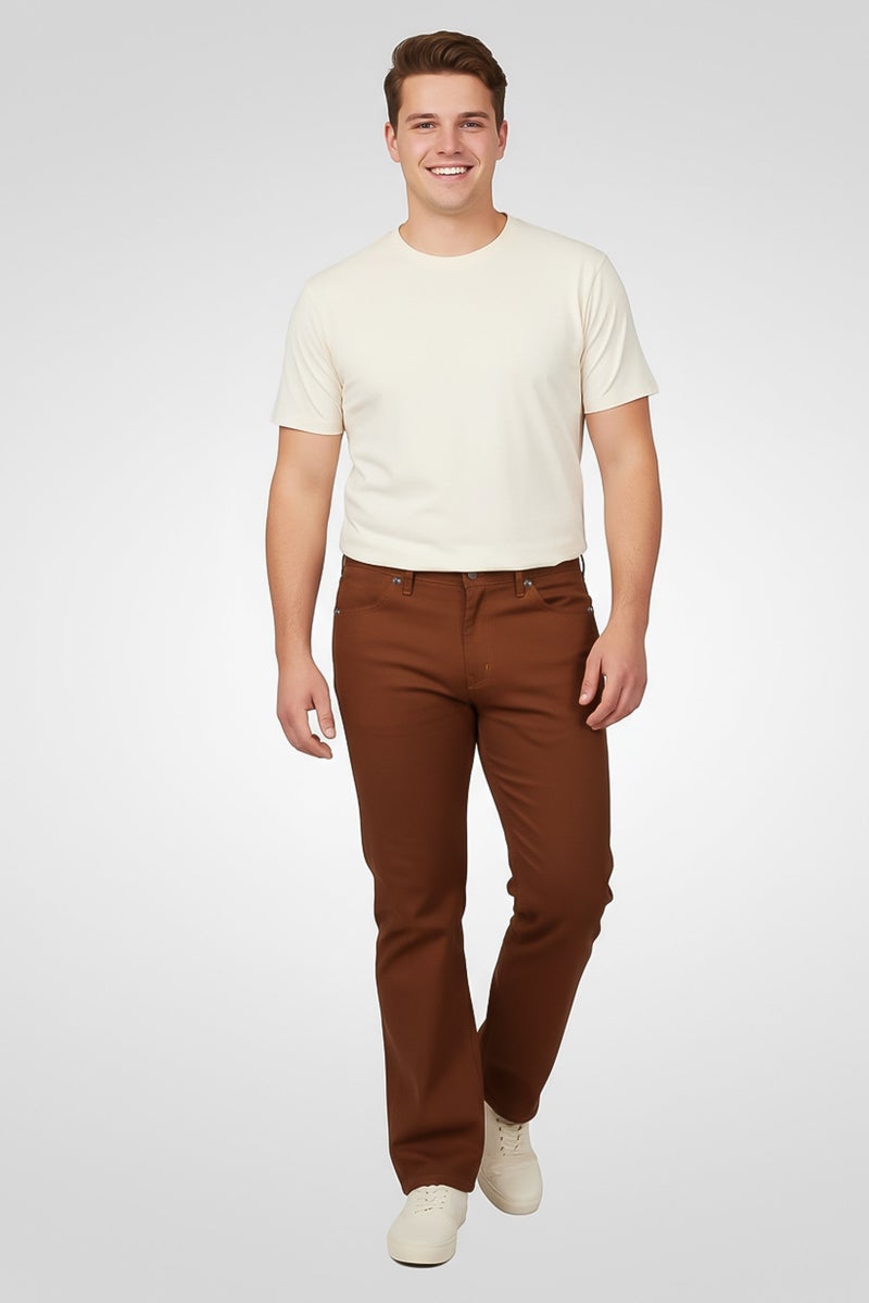 Wrangler x Sandro Men Regular Fit Solid Straight Leg, Brown - Image 2