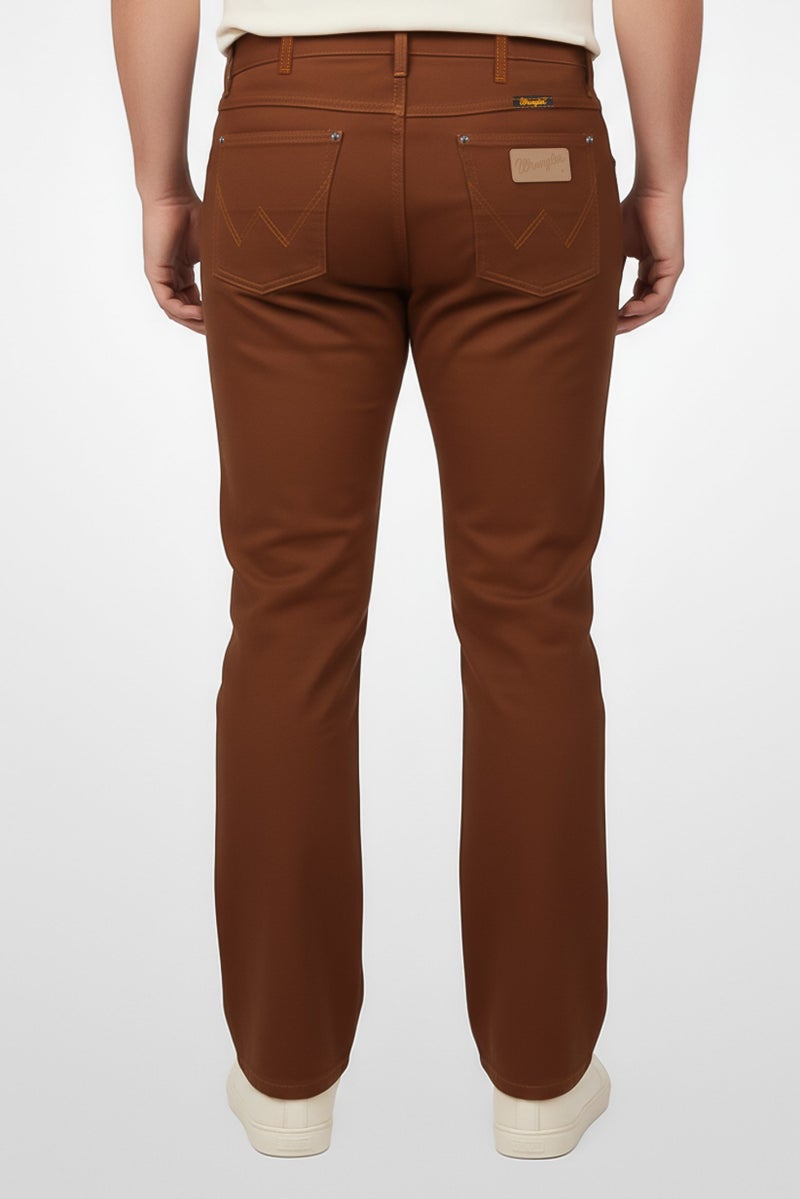 Wrangler x Sandro Men Regular Fit Solid Straight Leg, Brown - Image 4