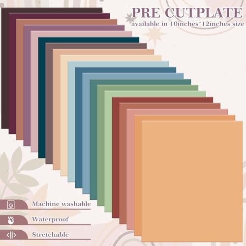 Whaline 20 Sheets Boho Heat Transfer Vinyl Assorted Colors HTV Iron on Vinyl Colorful Adhesive Iron on Stickers Decals for Clothing Costume DIY Fabric Craft Supplies 12 x 10 Inch - Image 3