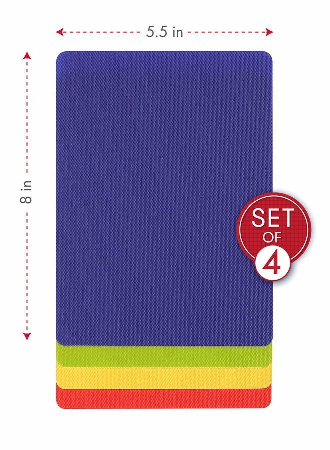 Dexas Heavy Duty Cutting Board Grippmat, Flexible Cutting Boards for Kitchen, Set of 4, Non Slip Plastic Board Cutting Mat Small Size 5.5 x 8, Blue, Green, Yellow, Red Set, Kitchen Gadgets - Image 3