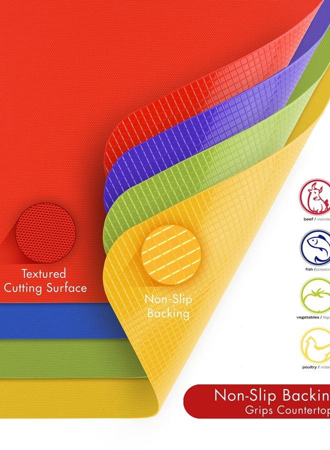 Dexas Heavy Duty Cutting Board Grippmat, Flexible Cutting Boards for Kitchen, Set of 4, Non Slip Plastic Board Cutting Mat Small Size 5.5 x 8, Blue, Green, Yellow, Red Set, Kitchen Gadgets - Image 2
