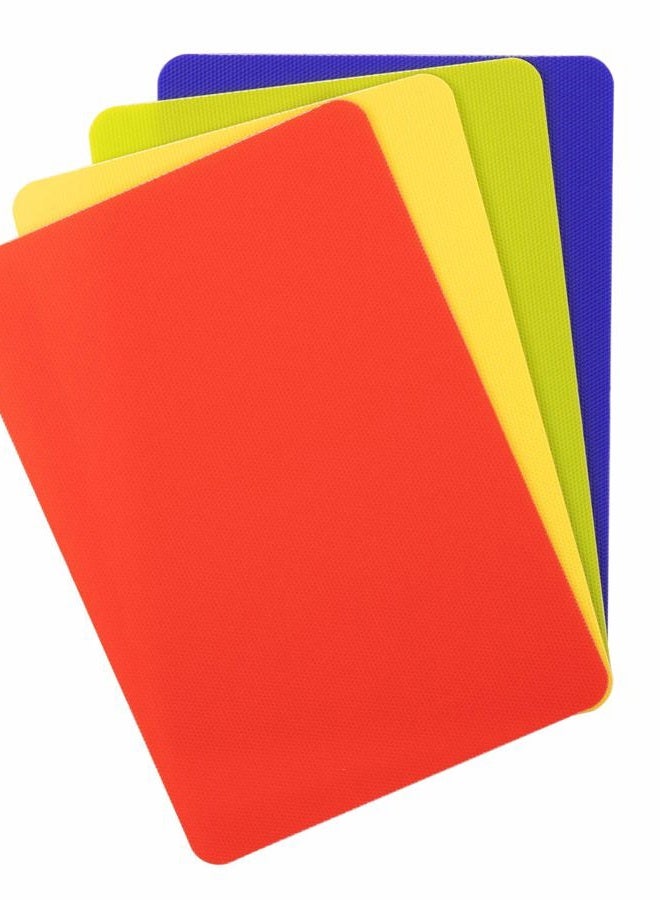 Dexas Heavy Duty Cutting Board Grippmat, Flexible Cutting Boards for Kitchen, Set of 4, Non Slip Plastic Board Cutting Mat Small Size 5.5 x 8, Blue, Green, Yellow, Red Set, Kitchen Gadgets - Image 1