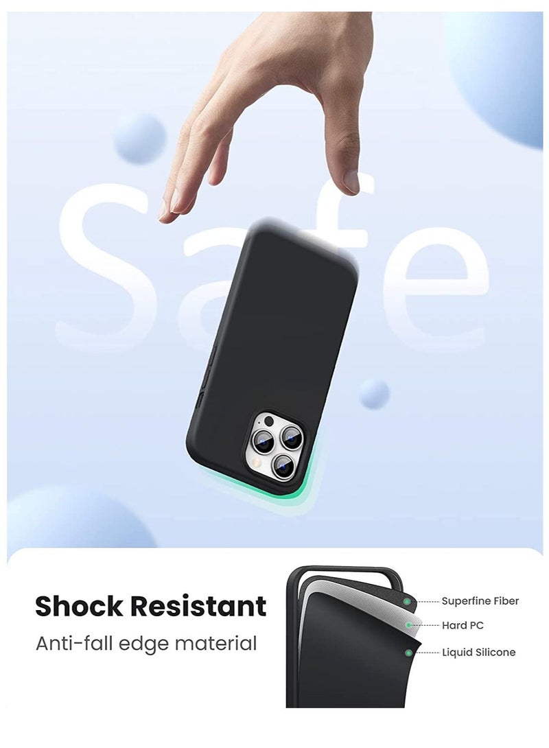 DUSALA iPhone 13 Pro Max Case 6.7 inch Silicone Case Full-Body Case Soft Liquid Gel Rubber Cover Shockproof Bumper Anti-Scratch Anti-Fingerprint Anti-Drop Slim Thin Cover for iPhone 13 Pro Black Cover - Image 3