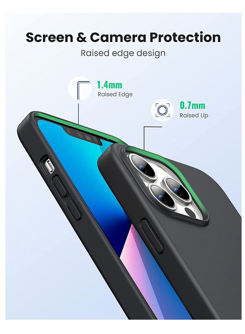 DUSALA iPhone 13 Pro Max Case 6.7 inch Silicone Case Full-Body Case Soft Liquid Gel Rubber Cover Shockproof Bumper Anti-Scratch Anti-Fingerprint Anti-Drop Slim Thin Cover for iPhone 13 Pro Black Cover - Image 2