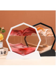 Hihonor Octagon Dynamic Sand Pictures, Amazing Moving Sand Art, Glass 3D Deep Sea Sandscapes Art Décor, Relaxing Relieve Deskto for Home Decor and Office for Women Men's Present, Black  - Image 2