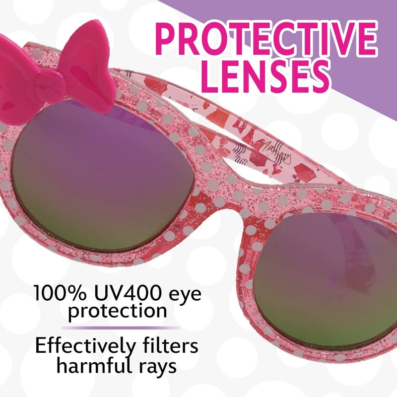 Sun-Staches Pink Frame & Bow Minnie Mouse Sunglasses for Toddler Girls - Stylish, Comfortable & Durable UV-Protective Disney Sunglasses With Soft Carrying Case - Official Disney Gifts for Kids - Image 4