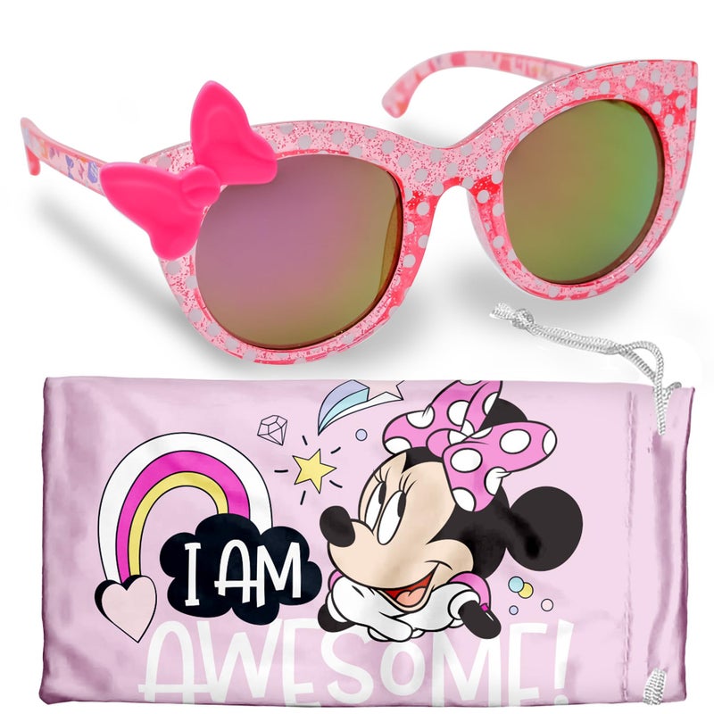 Sun-Staches Pink Frame & Bow Minnie Mouse Sunglasses for Toddler Girls - Stylish, Comfortable & Durable UV-Protective Disney Sunglasses With Soft Carrying Case - Official Disney Gifts for Kids - Image 1