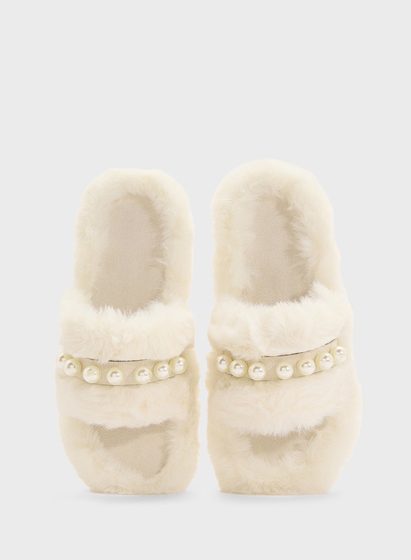 Ginger Bedroom Slipper With Pearl  - Image 4