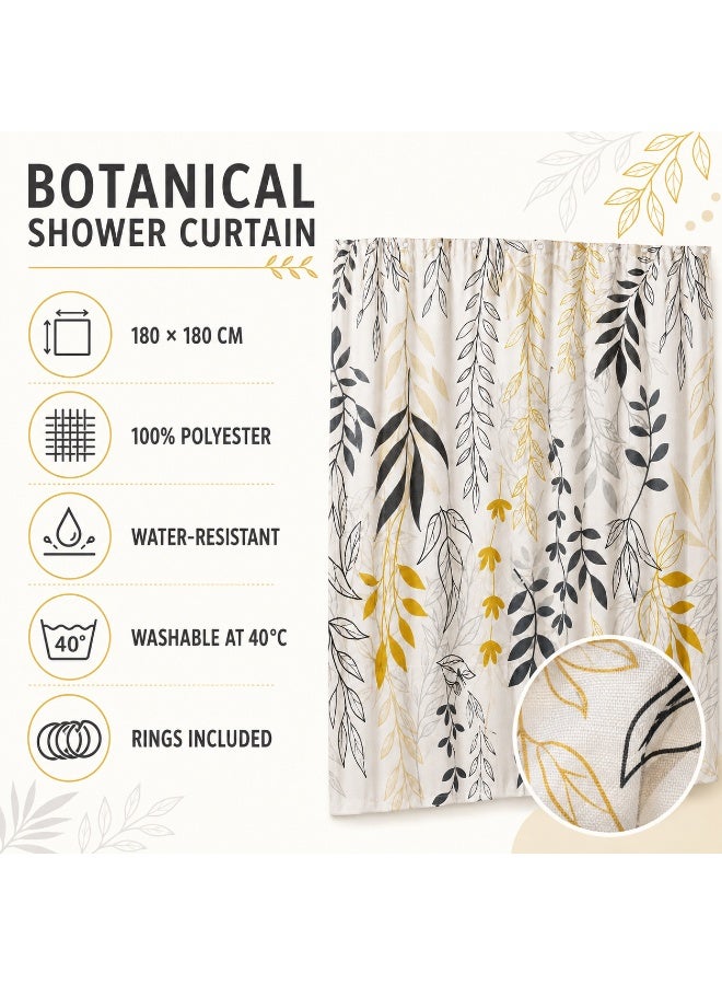 SIROCCO Shower Curtain 180x180cm Waterproof Polyester With Rings, Machine Washable, Sirocco - Image 3