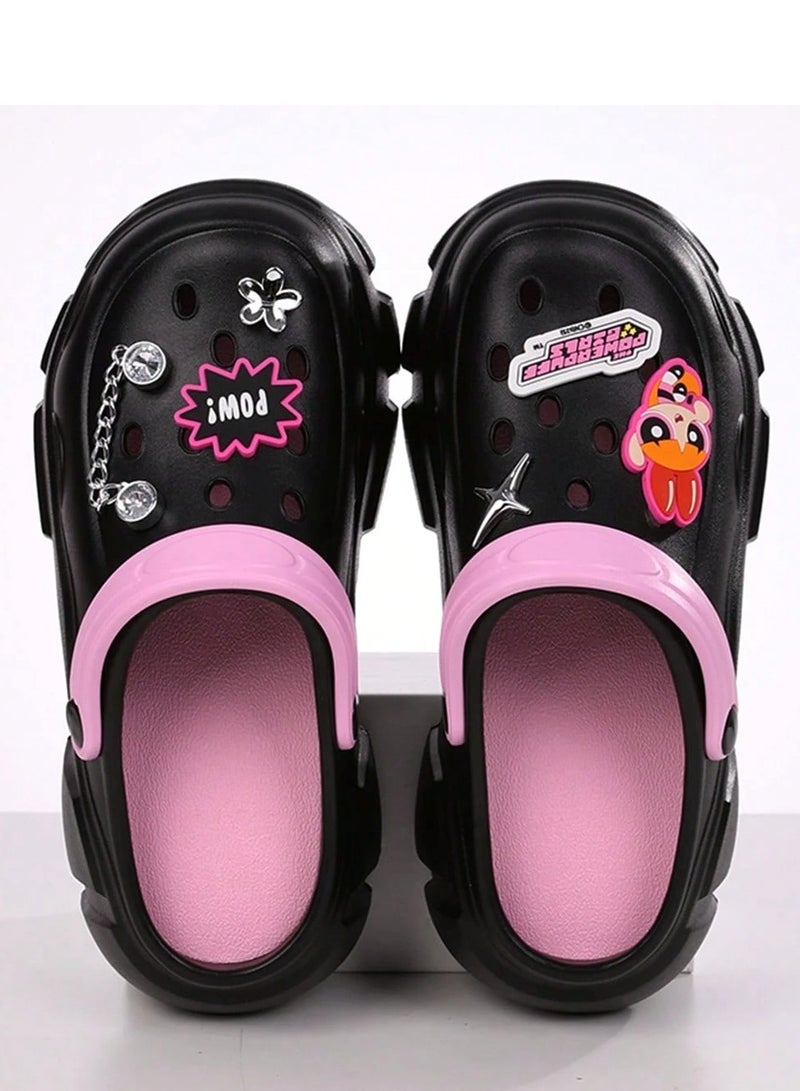 باورباف جيرلز شبشب بتصميم فتيات القوه مثقب غير قابلة للانزلاق بتصميم فتيات القوه مبطن يمنح راحة فائقة أثناء المشي  مقاس (37-38)CN - Image 1