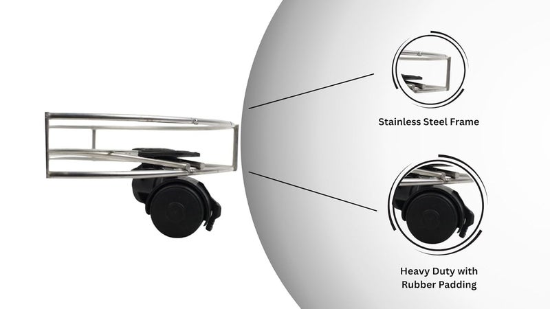 INUS Stainless Steel Cylinder Trolley with Wheels Gas Trolly, Lpg Cylinder Stand, Kitchen Gas Trolly Easy Moving Stand (Pack of 1) - Image 3