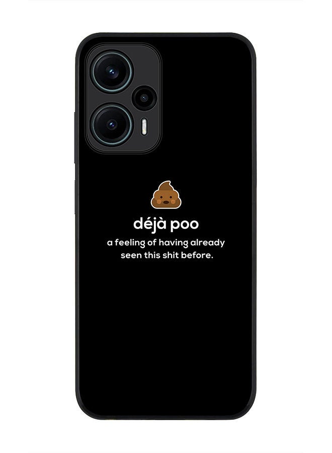 Stylizedd Rugged Black edge case for Xiaomi Poco F5 5G / Xiaomi Redmi Note 12 Turbo 5G Slim fit Soft Case Flexible Rubber Edges Anti Drop TPU Gel Thin Cover - Deja Poo - Image 1