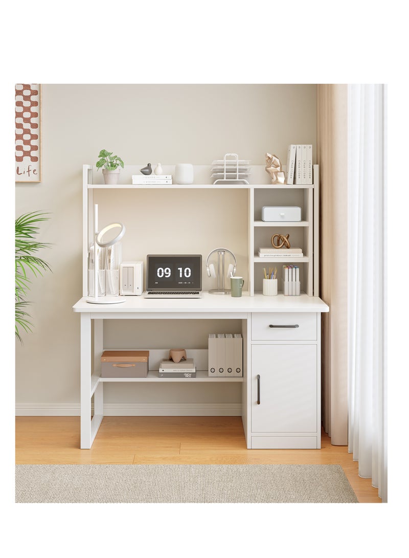 مكتب الدراسة للأطفال للطلاب ، مكتب الدراسة مع رف الكتب وخزانة التخزين للقراءة - مكتب الكمبيوتر الخشبي الصلب للألعاب ، مكتب / مكتب الكتابة من الطبقتين للمساحات الصغيرة والعمل على الكمبيوتر المحمول ، غرفة الدراسة للمكتب المنزلي غرفة النوم (YN116-100cm) - Image 1