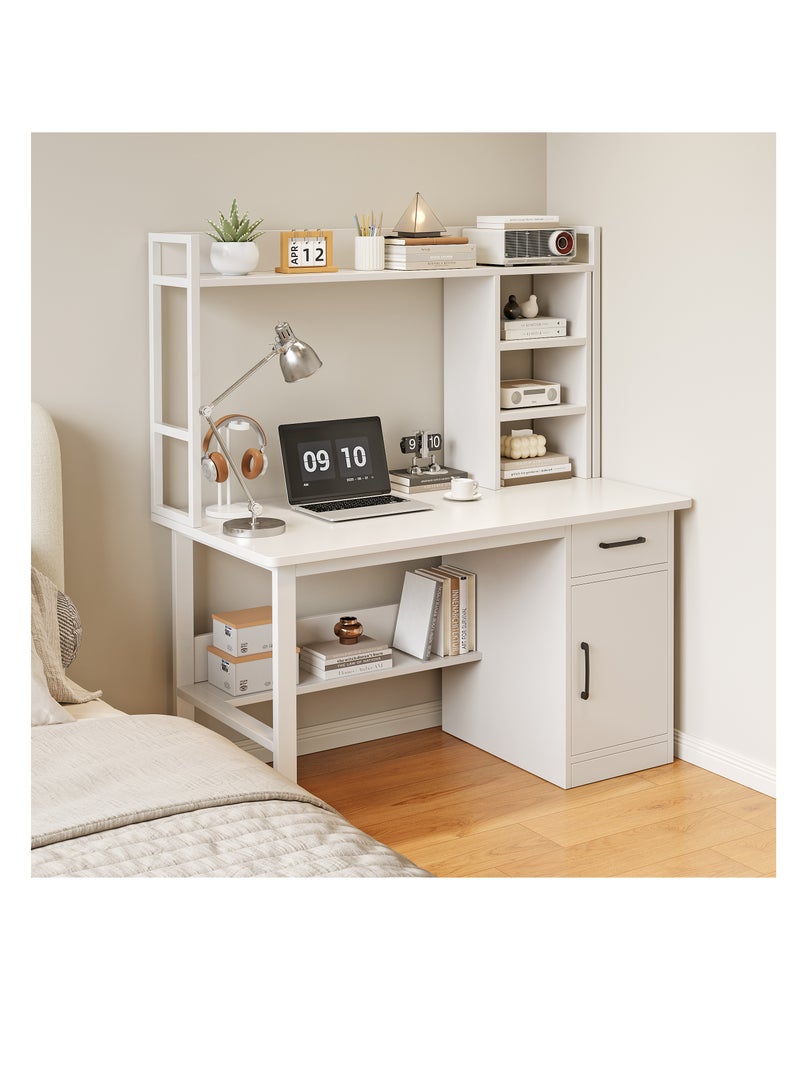 مكتب الدراسة للأطفال للطلاب ، مكتب الدراسة مع رف الكتب وخزانة التخزين للقراءة - مكتب الكمبيوتر الخشبي الصلب للألعاب ، مكتب / مكتب الكتابة من الطبقتين للمساحات الصغيرة والعمل على الكمبيوتر المحمول ، غرفة الدراسة للمكتب المنزلي غرفة النوم (YN116-100cm) - Image 2