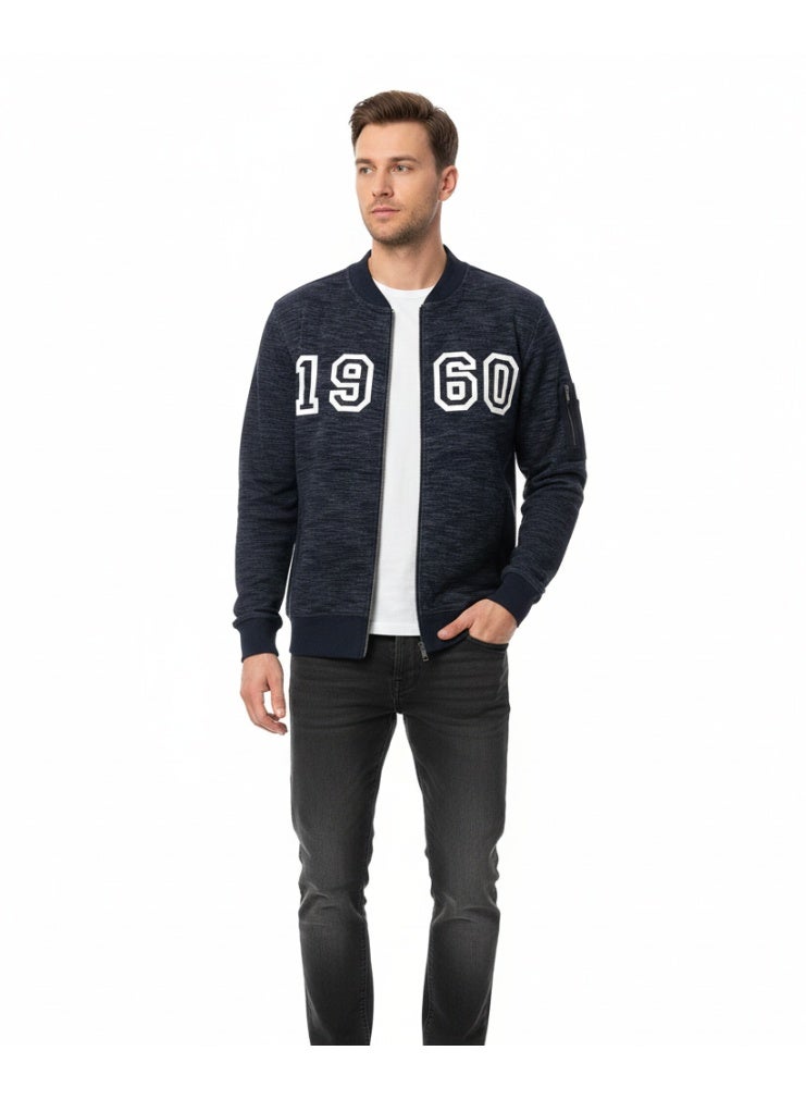 Ritchie Men’s Knit Zip-Up Jacket with “1960” Chest Detail - Image 1