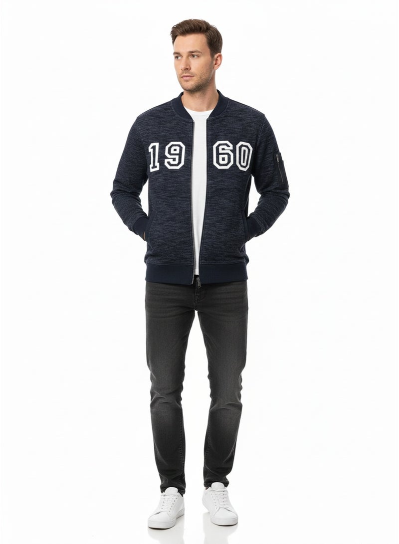 Ritchie Men’s Knit Zip-Up Jacket with “1960” Chest Detail - Image 3