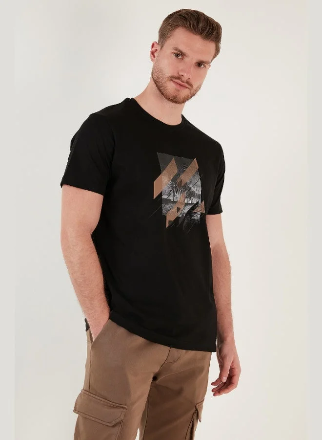 Buratti  Buratti Printed 100% Cotton Crew Neck Slim Fit T Shirt Men's T SHIRT 646B3890 for Men | Best Price UAE