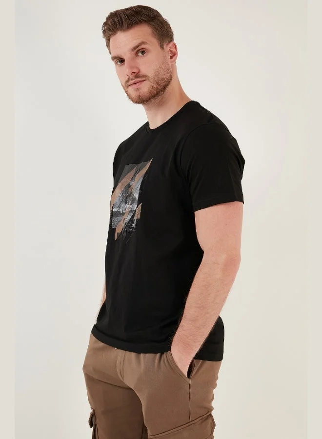 Buratti  Buratti Printed 100% Cotton Crew Neck Slim Fit T Shirt Men's T SHIRT 646B3890 for Men | Best Price UAE