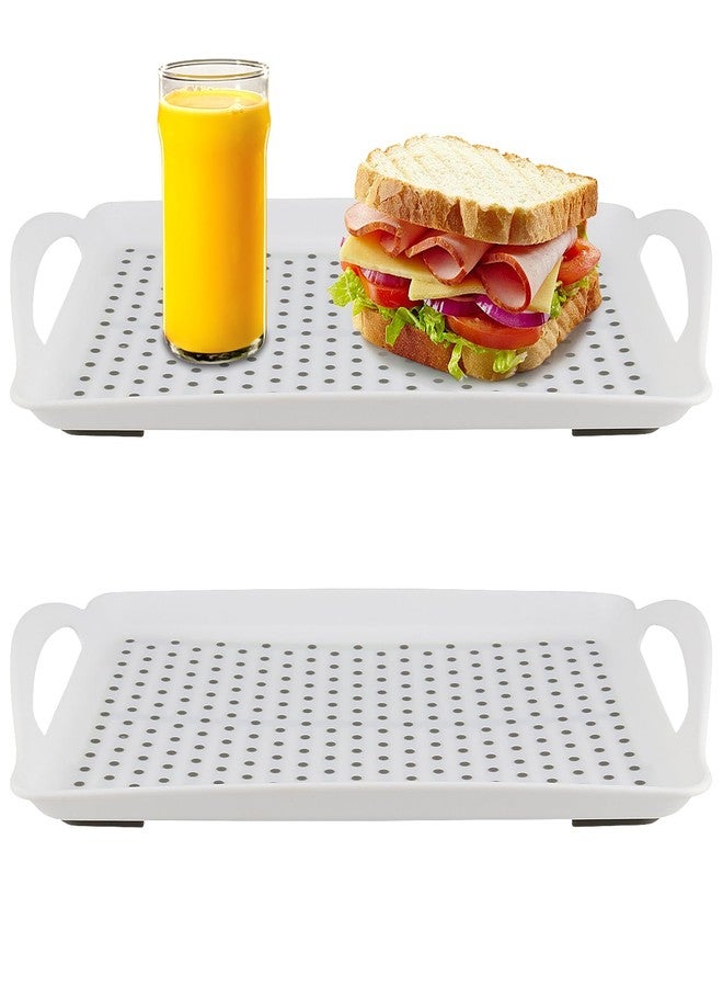 HOIGON 2 Pack 16.5 x 11.4 x 1.6 Inch Anti-Slip Food Serving Tray with Handles, Rectangular Plastic Serving Trays Cafeteria Dinner Trays for Eating On Couch, Bed, Restaurant - Image 1
