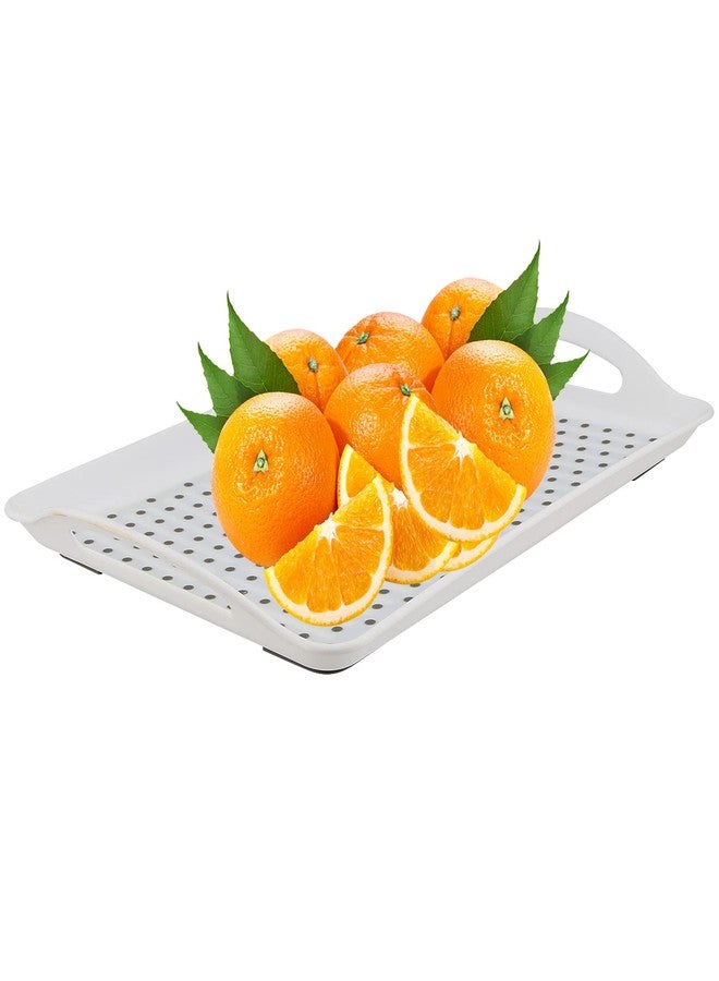 HOIGON 2 Pack 16.5 x 11.4 x 1.6 Inch Anti-Slip Food Serving Tray with Handles, Rectangular Plastic Serving Trays Cafeteria Dinner Trays for Eating On Couch, Bed, Restaurant - Image 3