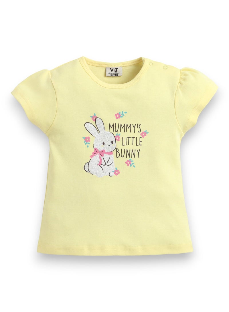 victor and jane Infant Girls’ 2-Piece Set – Bunny Graphic Top & Floral Ruffle Shorts - Image 5