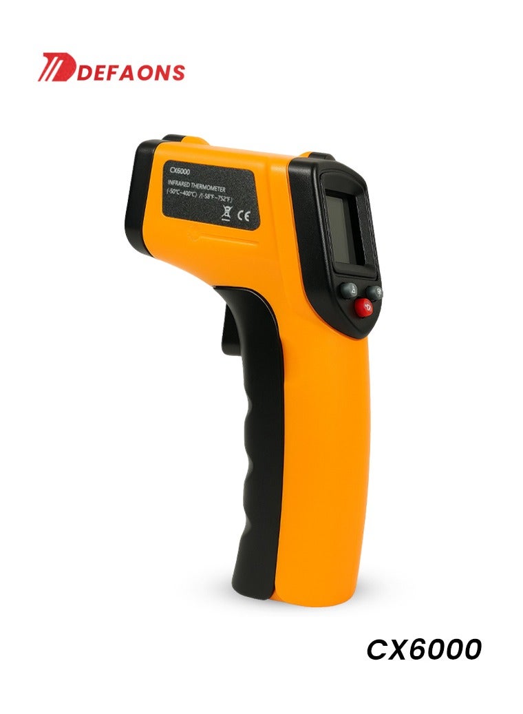 ديفاونز مسدس قياس الحرارة بالأشعة تحت الحمراء DEFAONS CX6000 -50 درجة مئوية ~ 400 درجة مئوية (-58 درجة فهرنهايت ~ 752 درجة فهرنهايت) مسدس قياس الحرارة بالليزر الرقمي بدون تلامس مع انبعاثية قابلة للتعديل للطهي والشواء وتكييف الهواء والسيارات والاستخدام الصناعي_ - Image 1