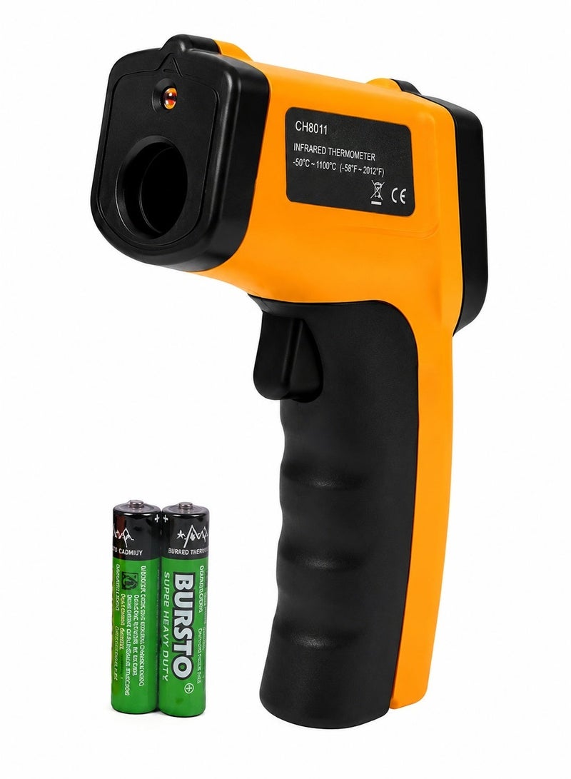 Infrared Thermometer ميزان حرارة بالأشعة تحت الحمراء CX6000 (رقمي، يعمل بالليزر، بدون تلامس)، مزود بشاشة LCD، يتيح قراءة فورية لدرجة حرارة الأسطح؛ مناسب لأنظمة التدفئة والتهوية وتكييف الهواء (HVAC) وصيانة السيارات والأنظمة الكهربائية والاستخدام المنزلي. يتميز بنطاق قياس واسع يتراوح بين -50 درجة مئوية و400 درجة مئوية (-58 درجة فهرنهايت إلى 752 درجة فهرنهايت)، وإمكانية ضبط معامل الانبعاثية، كما يتضمن بطاريتين من نوع AAA. - Image 1