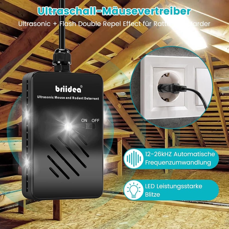 briidea Marten Defense Home, Marder & Rats Ultrasone,Perfect for Attic, Home, Garden, Garage, Basement, Barn - Image 2