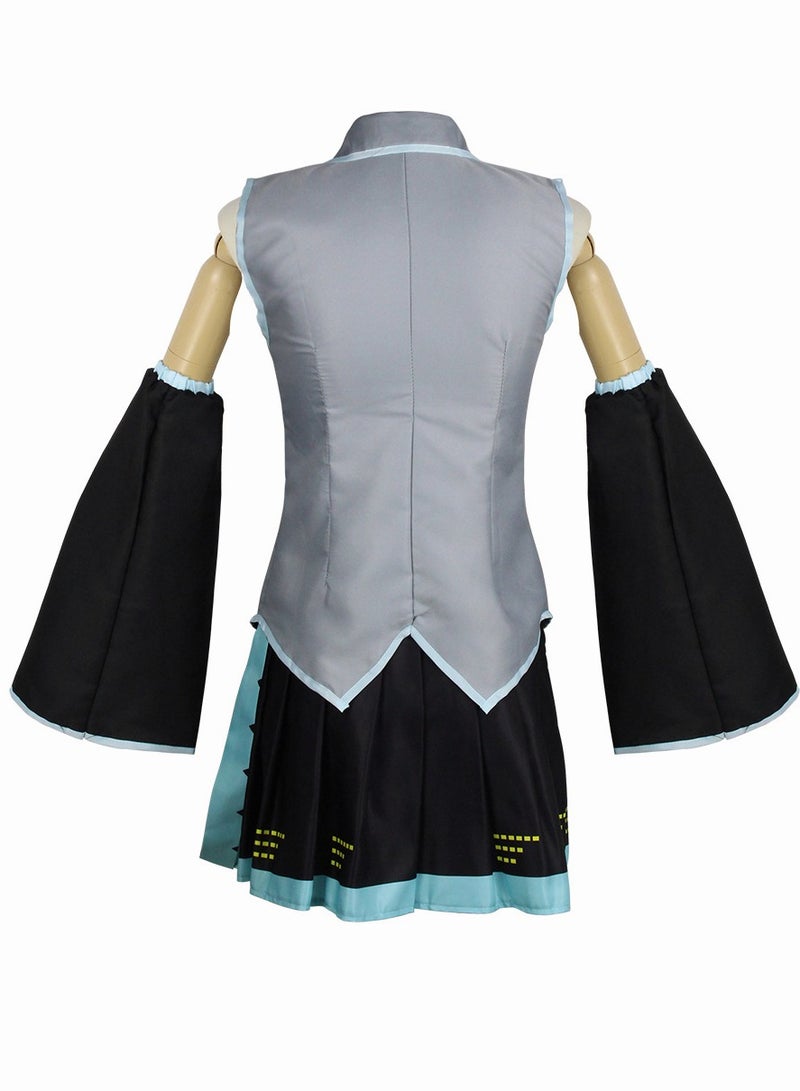 6 Piece Set Hatsune Miku Dress Anime Cosplay snow Costume JK Sailor Dress Uniform Full Set For Womens, Girls  - Image 3