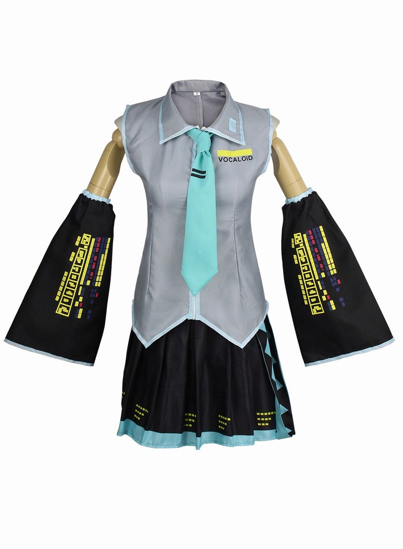 6 Piece Set Hatsune Miku Dress Anime Cosplay snow Costume JK Sailor Dress Uniform Full Set For Womens, Girls  - Image 2